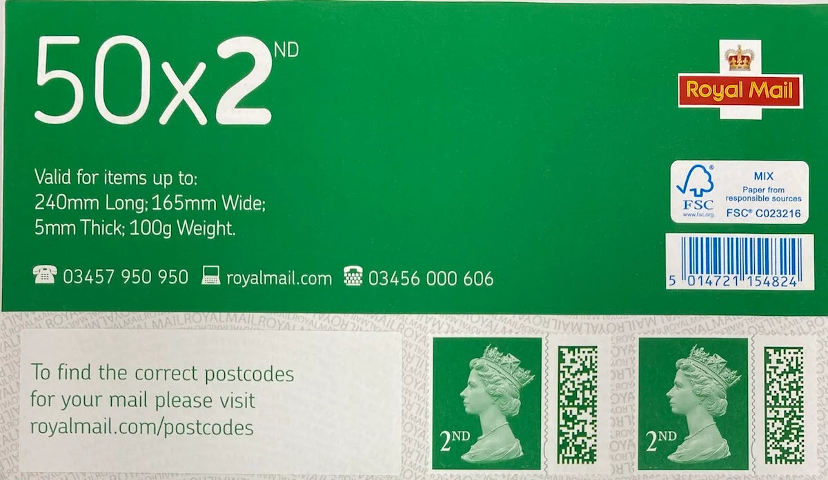 Royal Mail 50 x 2nd Class Stamp Sheet