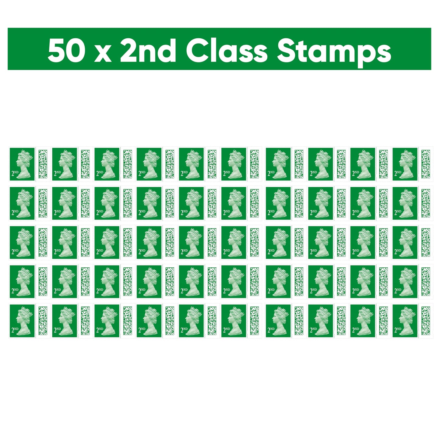 Royal Mail 50 x 2nd Class Stamp Sheet