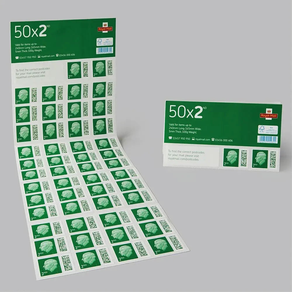 Royal Mail 50 x 2nd Class Stamp Sheet