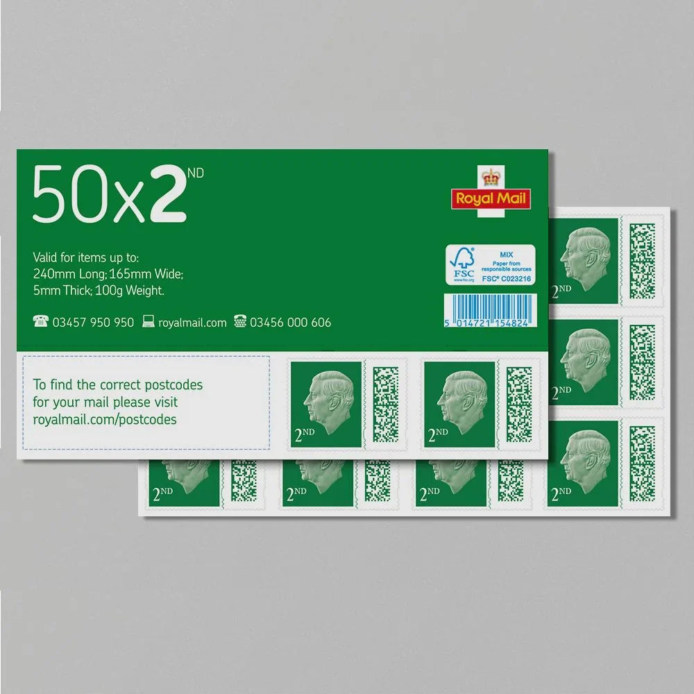 Royal Mail 50 x 2nd Class Stamp Sheet