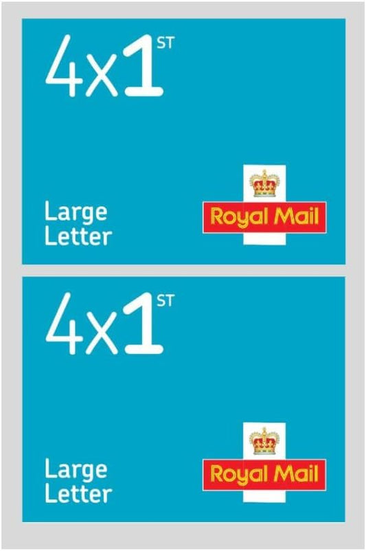Royal Mail Ltd 8 x 1st Class Large Letter BARCODED Self Adhesive Postage Stamps