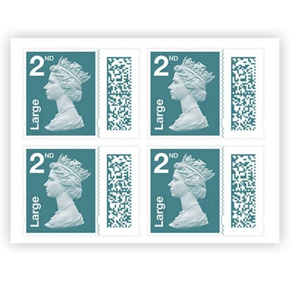 2nd Class Large Letter Stamps Book of 4